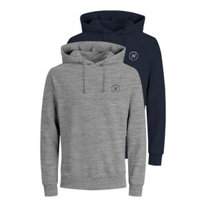 Jack & Jones Plus Mikina 'Jaxon'  námornícka modrá / sivá melírovaná / biela