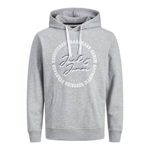 Jack & Jones Plus Mikina 'STAMP'  sivá melírovaná / biela