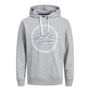 Jack & Jones Plus Mikina 'STAMP'  námornícka modrá / sivá melírovaná / biela