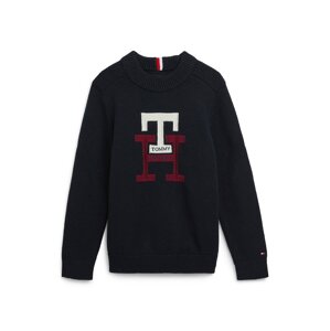 TOMMY HILFIGER Sveter  tmavomodrá / vínovo červená / biela