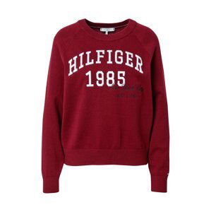 TOMMY HILFIGER Sveter  čokoládová / rubínová / biela