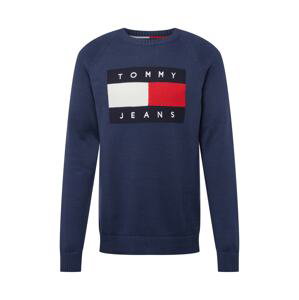 Tommy Jeans Sveter  enciánová / biela / jasne červená / námornícka modrá