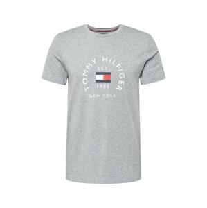 TOMMY HILFIGER Tričko  biela / sivá melírovaná / jasne červená / tmavomodrá