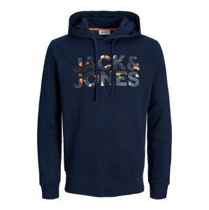 JACK & JONES Mikina 'RAMP'  námornícka modrá / oranžová / čierna / dymovo modrá