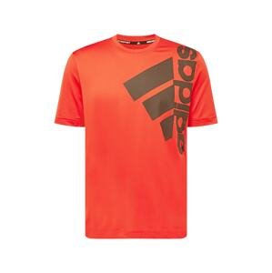 ADIDAS PERFORMANCE Funkčné tričko  oranžovo červená / kaki