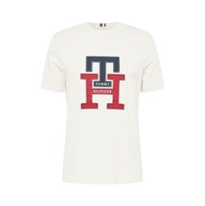 TOMMY HILFIGER Tričko  námornícka modrá / melónová / šedobiela