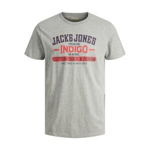 JACK & JONES Tričko  námornícka modrá / sivá melírovaná / svetločervená