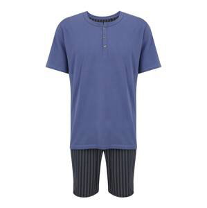 SCHIESSER Krátke pyžamo  námornícka modrá / námornícka modrá / čierna / biela