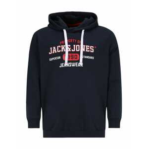 Jack & Jones Plus Mikina  námornícka modrá / hrdzavo červená / biela