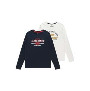 Jack & Jones Junior Tričko 'Stamp'  biela / námornícka modrá / červená / šafránová