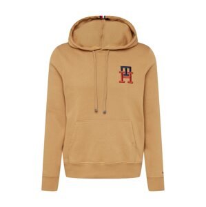 TOMMY HILFIGER Mikina  tmavomodrá / kapučíno / ohnivo červená