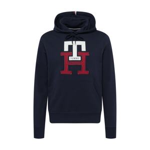 TOMMY HILFIGER Mikina  tmavomodrá / biela / tmavočervená