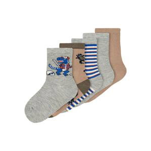 NAME IT Ponožky 'Vagn'  sivá melírovaná / modrá / svetlohnedá / biela