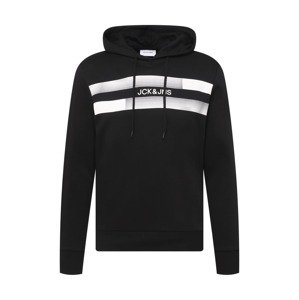 JACK & JONES Mikina 'ADAM'  čierna / biela