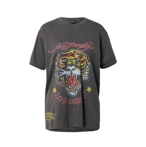 Ed Hardy Tričko 'TIGER'  čierna melírovaná / červená / biela / limetková