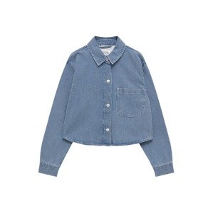 Pull&Bear Prechodná bunda  modrá denim / biela