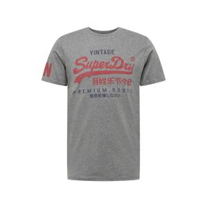 Superdry Tričko  námornícka modrá / sivá melírovaná / červená