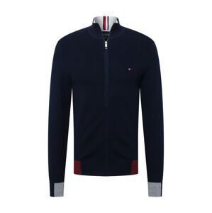 TOMMY HILFIGER Kardigán  námornícka modrá / sivá melírovaná / tmavočervená / biela