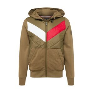 TOMMY HILFIGER Tepláková bunda  olivová / červená / biela