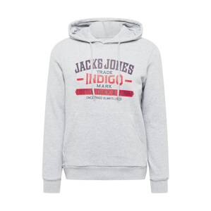 JACK & JONES Mikina 'New Denim'  námornícka modrá / sivá melírovaná / červená