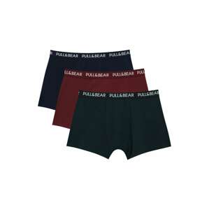 Pull&Bear Boxerky  biela / námornícka modrá / jedľová / burgundská