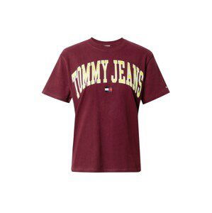 Tommy Jeans Tričko  žltá / bordová / biela