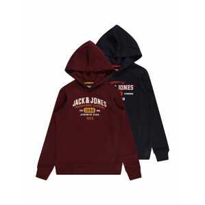 Jack & Jones Junior Mikina  vínovo červená / červená / biela / čierna