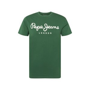 Pepe Jeans Tričko  tmavozelená / biela