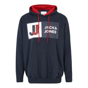 Jack & Jones Plus Mikina 'LOGAN'  námornícka modrá / biela / červená