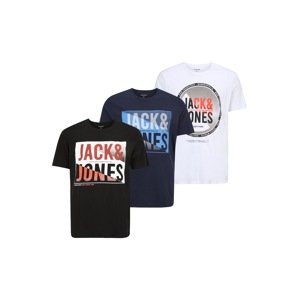 Jack & Jones Plus Tričko 'SCOTT'  čierna / námornícka modrá / biela