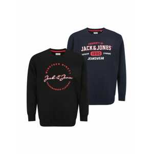 Jack & Jones Plus Mikina  námornícka modrá / čierna / červená / šedobiela