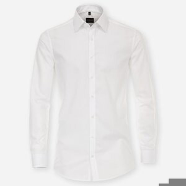 VENTI Biela pánska košeľa, rukávy 72 cm, Body fit Veľkosť: 38 (S) VENTI