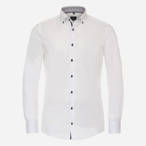 VENTI Biela pánska košeľa s kontrastmi, Slim fit Veľkosť: 40 (M) VENTI