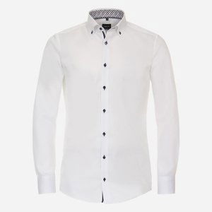 VENTI Biela pánska košeľa s kontrastmi, Slim fit Veľkosť: 41 (L) VENTI