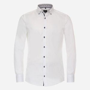 VENTI Biela pánska košeľa s kontrastmi, Slim fit Veľkosť: 43 (XL) VENTI