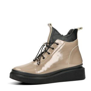 ETIMEĒ dámske kožené členkové topánky na zips - béžovohnedé - 37