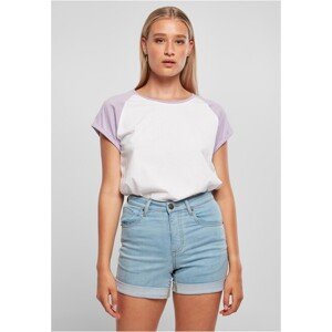 Urban Classics Ladies Contrast Raglan Tee white/lilac - XXL