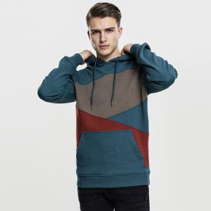 Pánska mikina Urban Classics Zig Zag Hoody teal/rusty/army green - 2XL