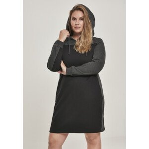 Urban Classics Ladies 2-Tone Hooded Dress black/charcoal - XXL