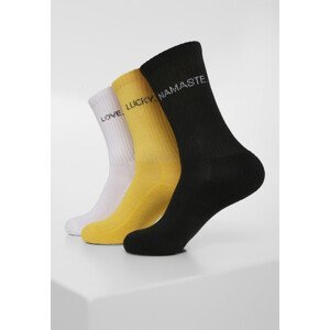 Urban Classics Wording Socks 3-Pack black/white/yellow - 39–42