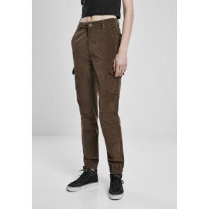 Urban Classics Ladies High Waist Cargo Corduroy Pants dark olive - 31