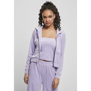 Urban Classics Ladies Short Velvet Zip Hoody lavender - XS