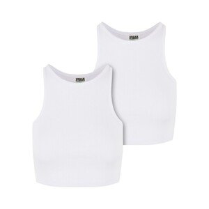 Urban Classics Ladies Organic Cropped Rib Top 2-Pack white/white - M