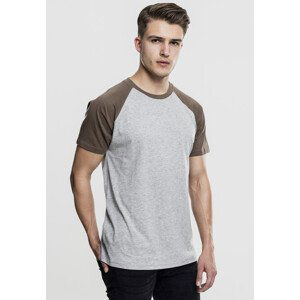 Pánske tričko Urban Classics Raglan Contrast Tee grey/army green - L