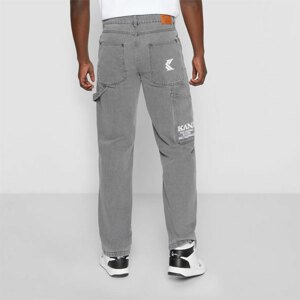 Nohavice Karl Kani Retro Tapered Workwear Denim light grey - L