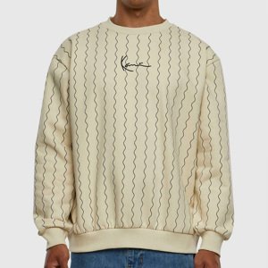 Sveter Karl Kani Small Signature Ziczac Pinstripe Crew off white/black - L