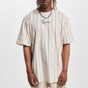 Tričko Karl Kani Small Signature Ziczac Pinstripe Tee off white/black - L