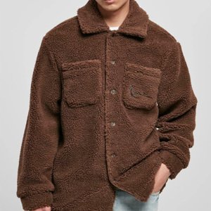 Mikina Karl Kani Chest Signature Washed Ribstop Shirt Jacket brown - L