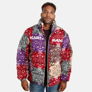 Zimná bunda Karl Kani Retro Paisley Corduroy Puffer Jacket dark red/multicolor - 2XL