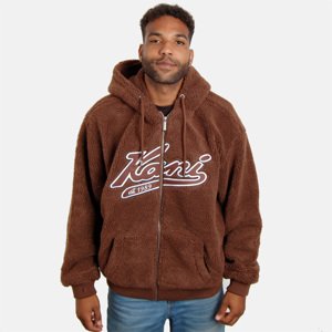 Mikina Karl Kani Varsity Teddy Full Zip Hoodie dark Brown - 2XL